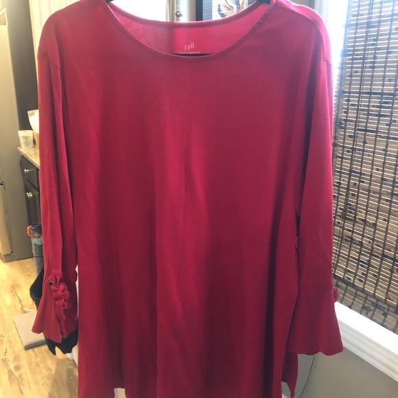 J. Jill Tops - J.Jill Pima Tie Sleeve Tee, Red, Plus Size 3X